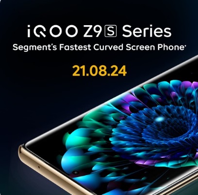 iQoo Z9s series smartphones in golden color showcasing a curved screen