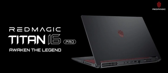 REDMAGIC Titan 16 Pro gaming laptop with a 16-inch display and sleek black design.