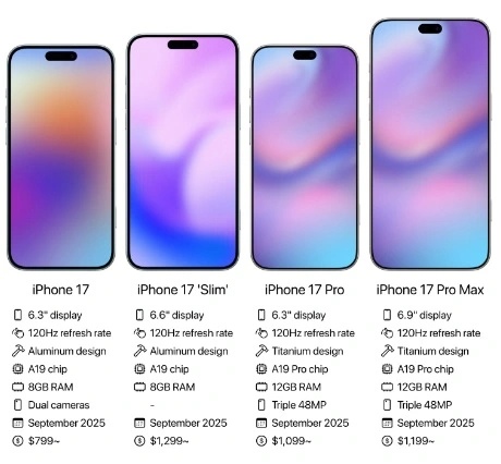 iPhone 17 concept image featuring a 120Hz display.