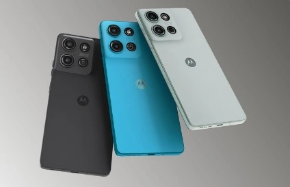 Rear camera setup of the Motorola Moto G75 5G, featuring three lenses.